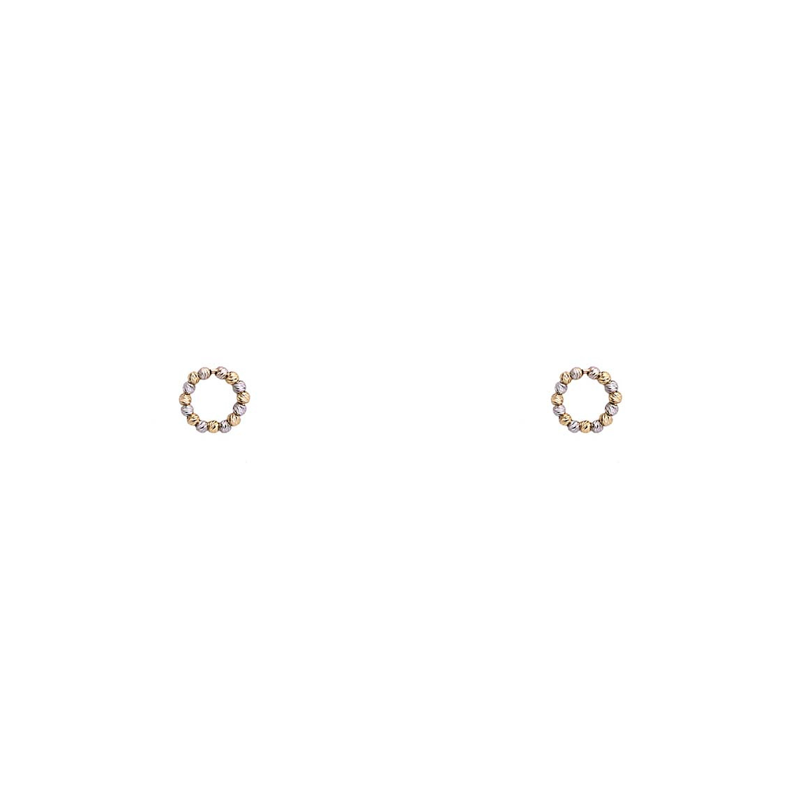 گوشواره طلا 18عیار مدل دایره گوی البرناردو دو رنگ