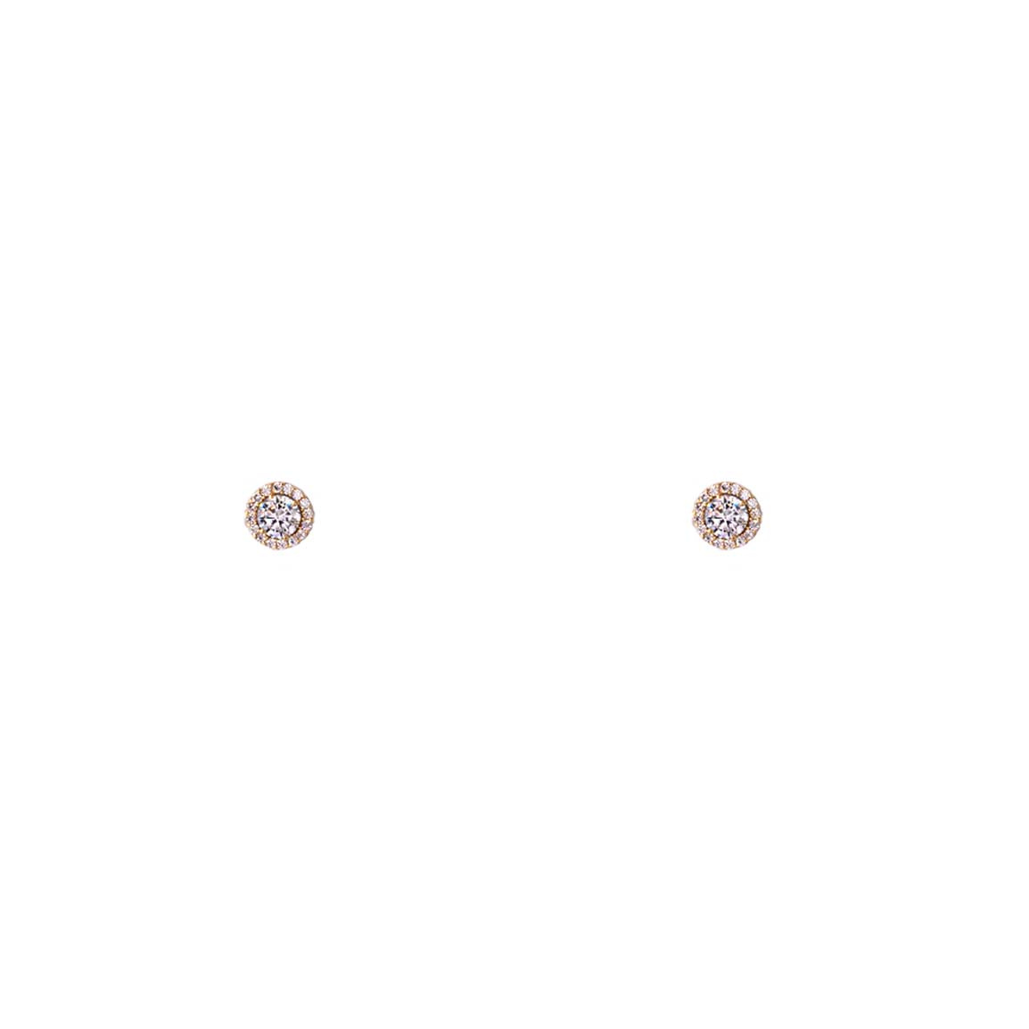 گوشواره طلا 18 عیار مدل دایره نگینی و سنگ تخت کوچک