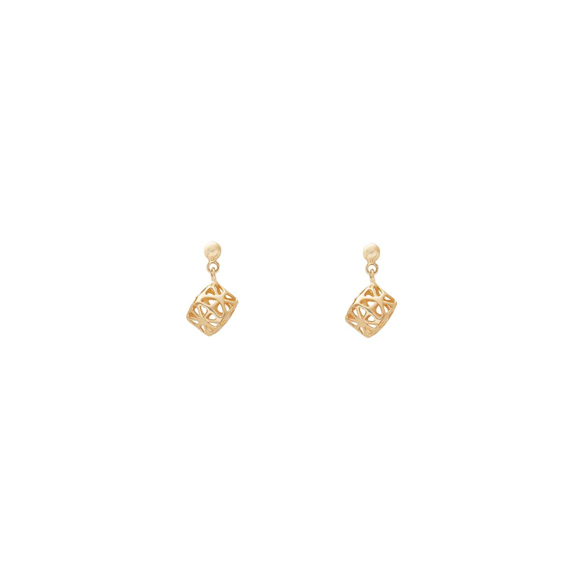 گوشواره طلا 18عیار گوی و مکعب فیوژن
