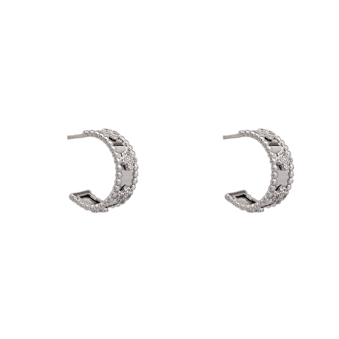گوشواره طلا 18 عیار مدل طرح ونکلیف دور نگینی سفید