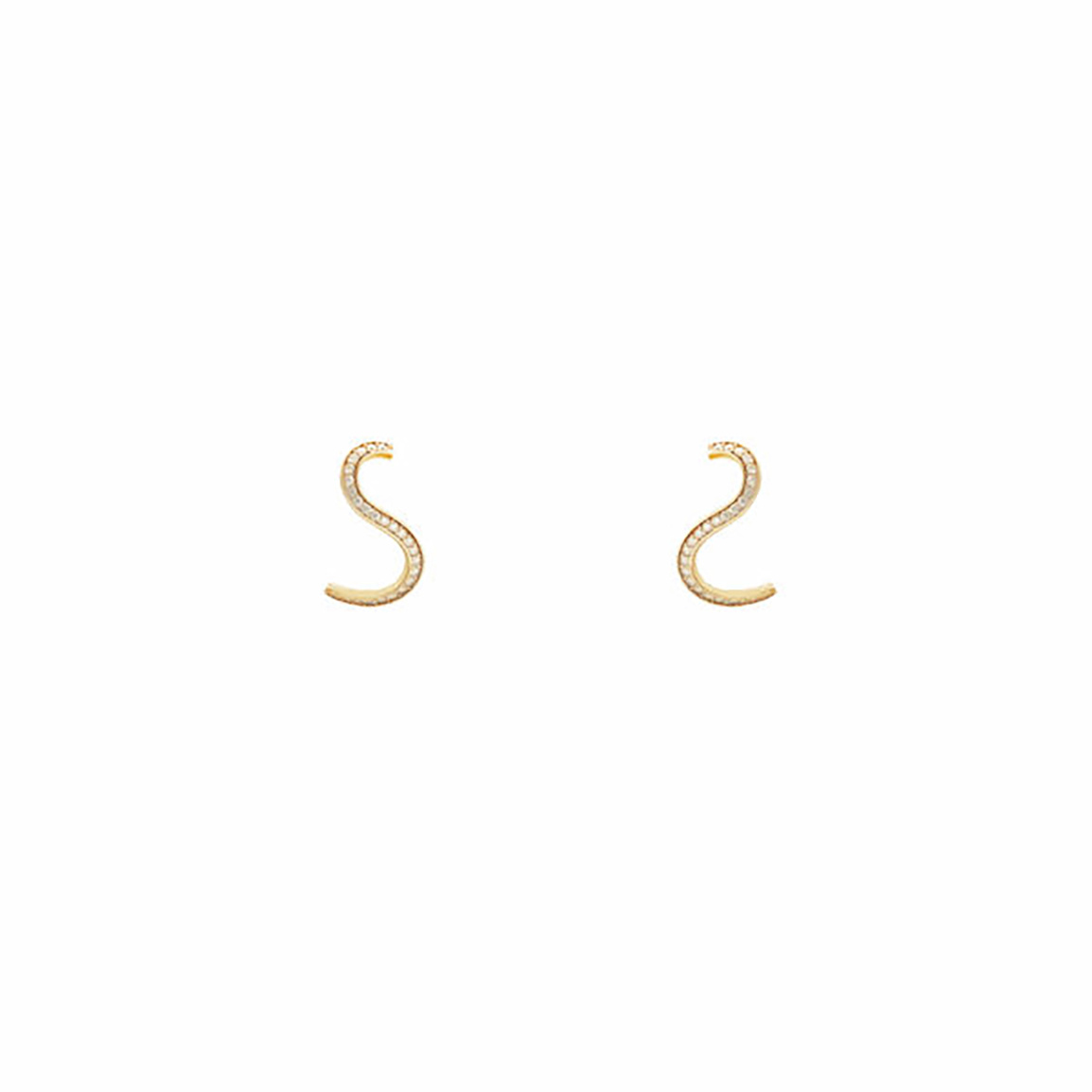 گوشواره 18 عیار منحنی نگینی