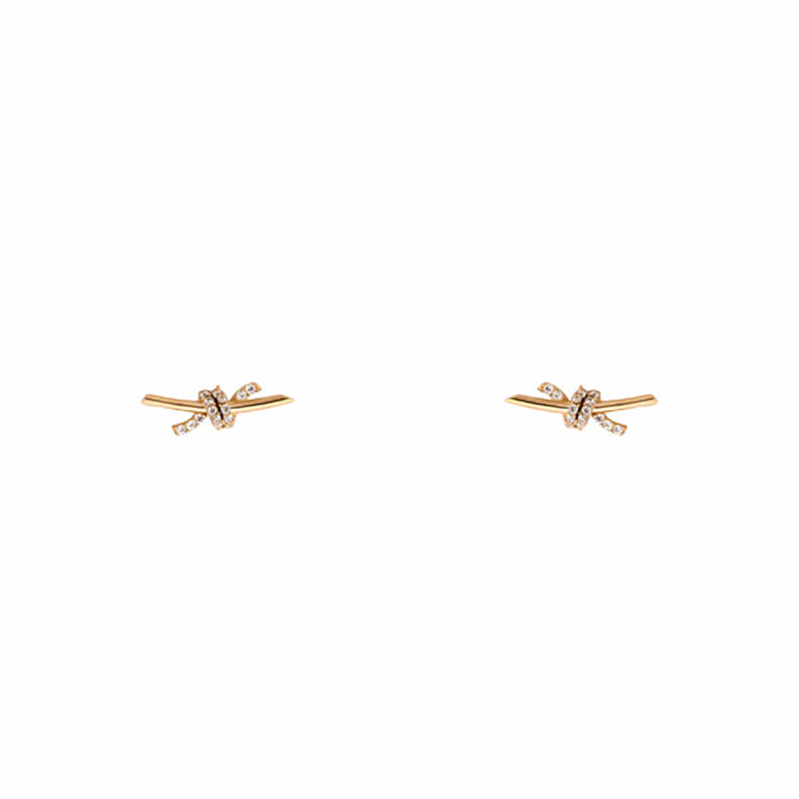 گوشواره 18 عیار گره تیفانی نیمه نگینی کوچک