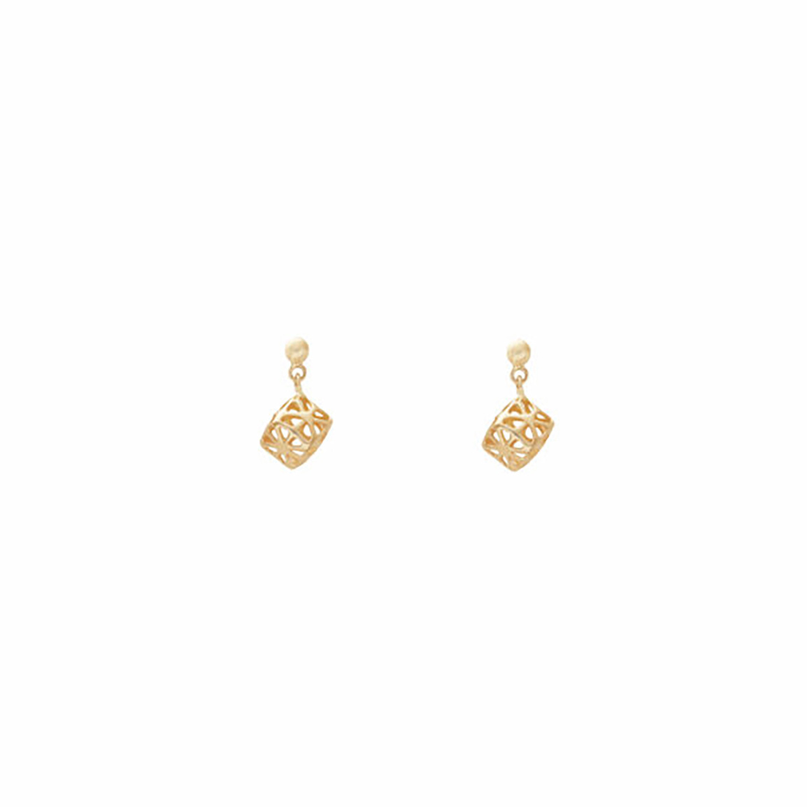 گوشواره 18 عیار گوی و مکعب فیوژن