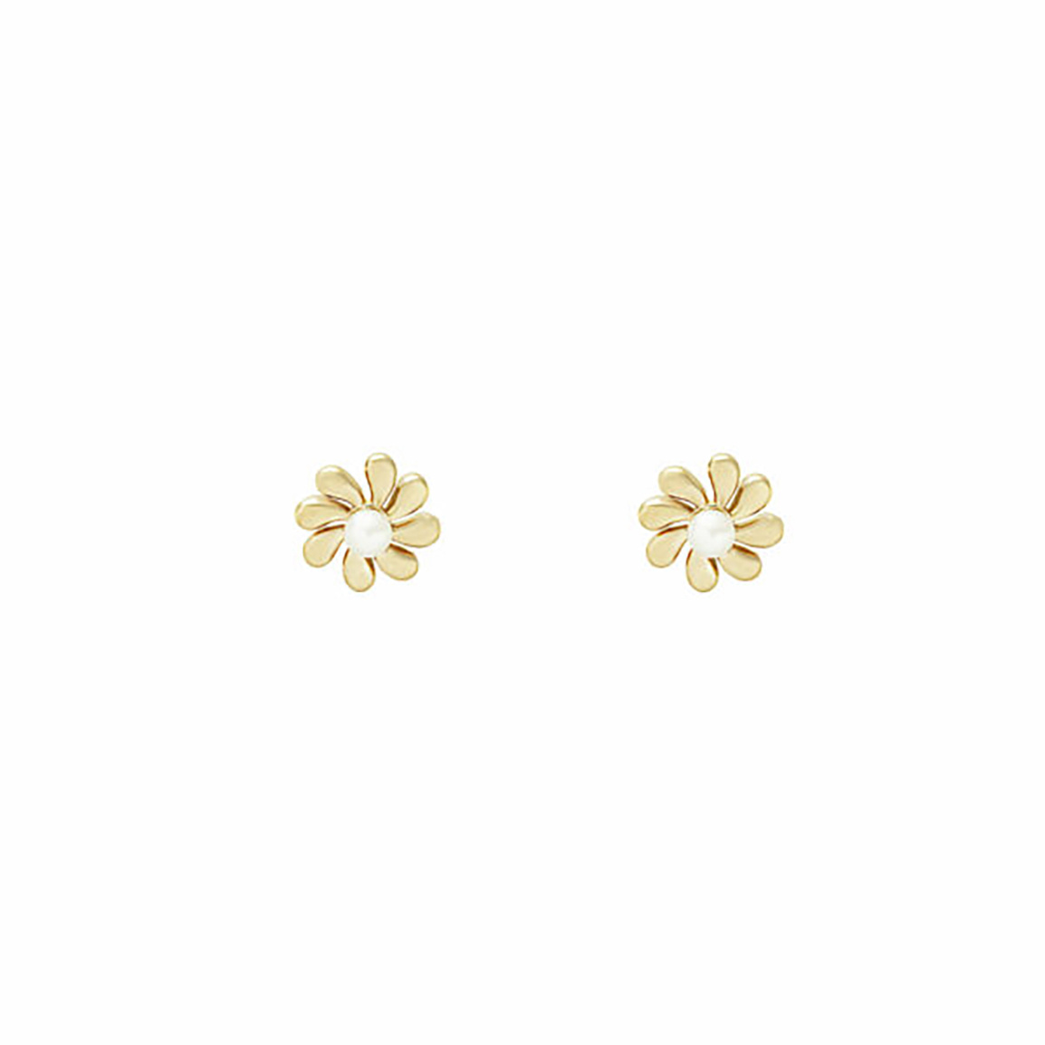 گوشواره 18 عیار گل فر دار و مروارید