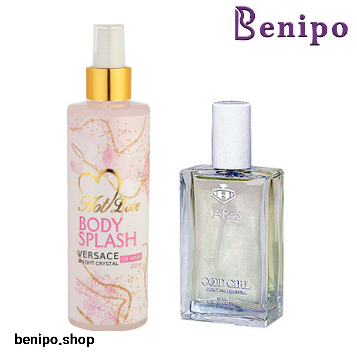 پک 2 عددی بادی اسپلش زنانه مدل Versace Bright Crystal حجم 250 میلی لیتر و ادوپرفیوم مدل Carolina Herrera Good Girl حجم 50 میلی لیتر