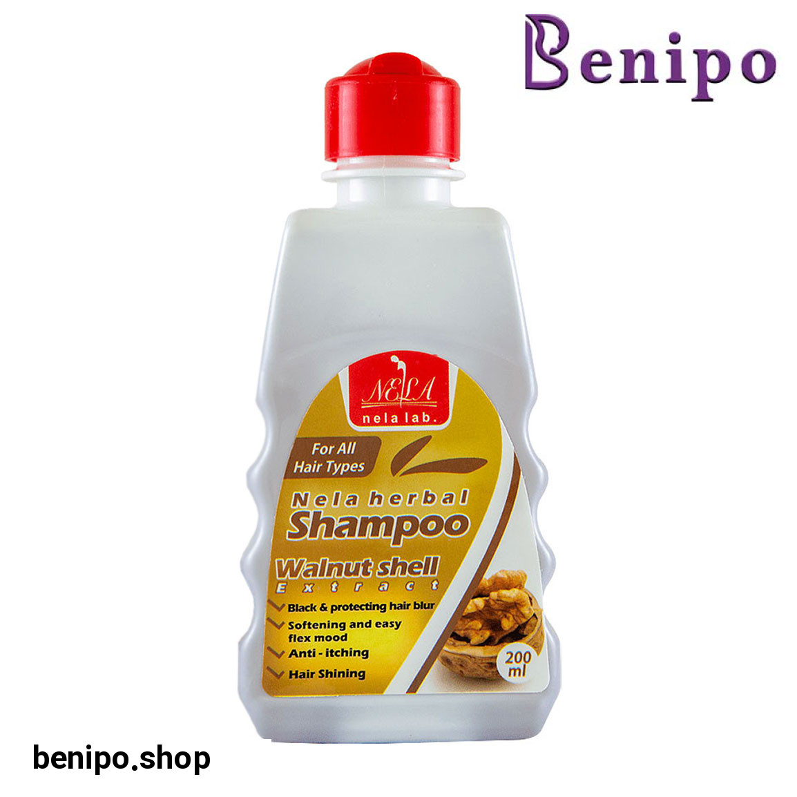 شامپو گردو مدل Nela Herbal مناسب انواع مو حجم 200 میلی لیتر