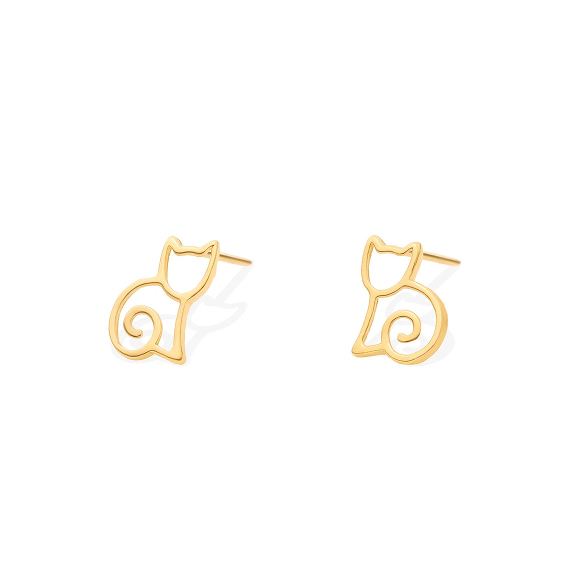 گوشواره طلا 18 عیار مدل میخی گربه و فر