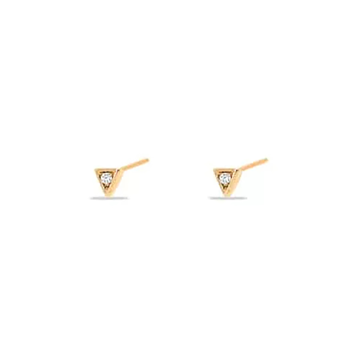 گوشواره طلا 18 عیار مدل میخی مثلث تک نگین