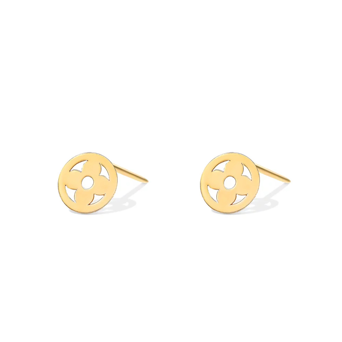 گوشواره طلا 18 عیار مدل میخی گل لویی ویتون رز