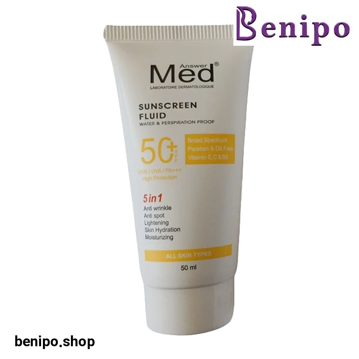 کرم ضد آفتاب بی رنگ با SPF50 مناسب انواع پوست حجم 50 میلی لیتر