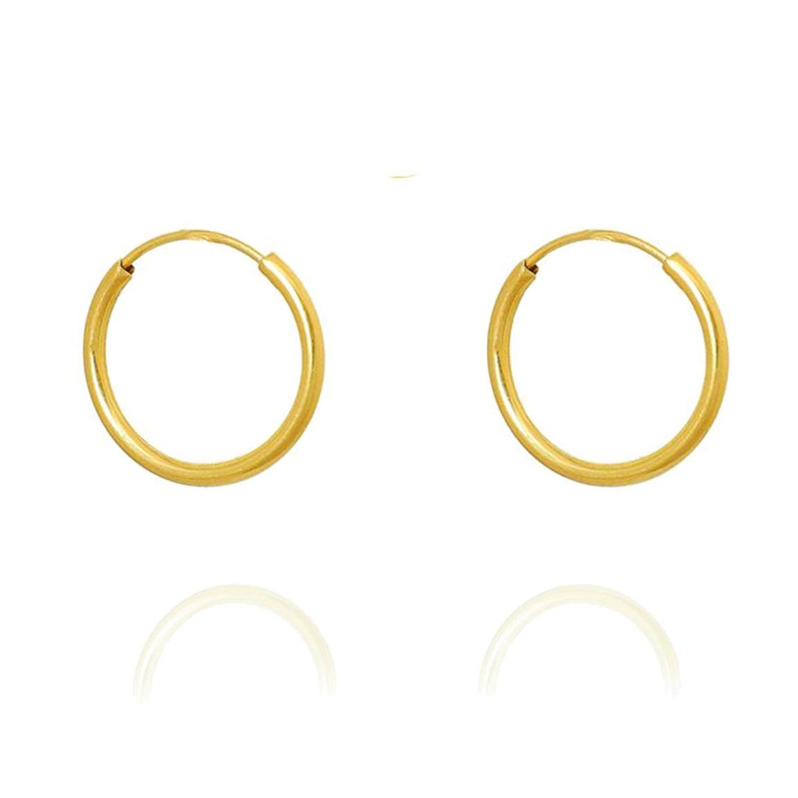 گوشواره طلا 18 عیار مدل حلقه ای یک و نیم سانتی متر