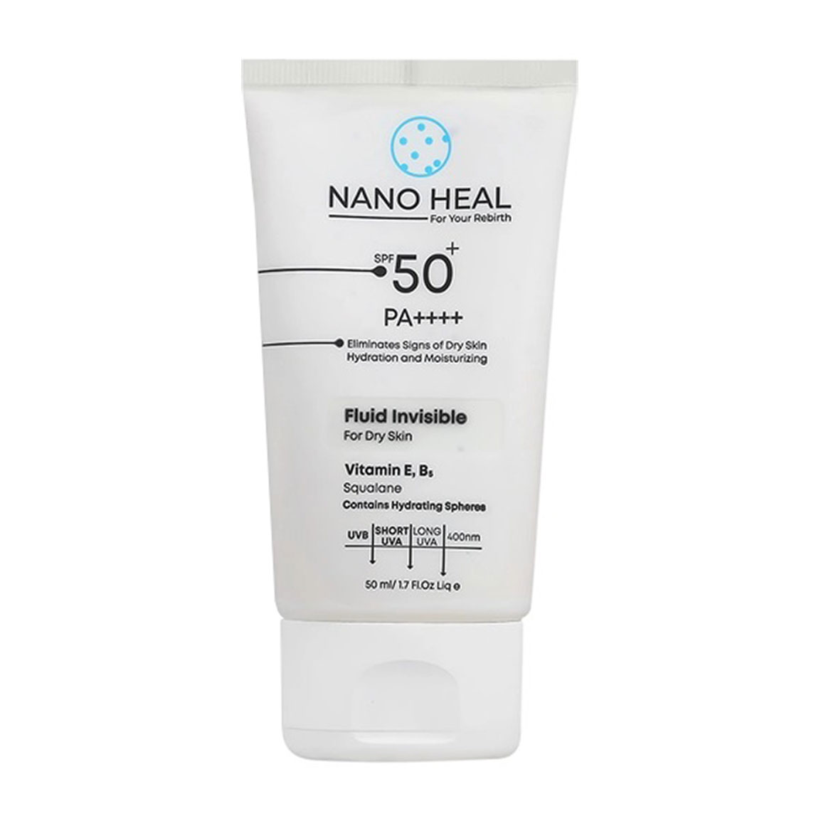 ضد آفتاب فلوئیدی بی رنگ مناسب پوست خشک با SPF50 حجم 50 میلی لیتر