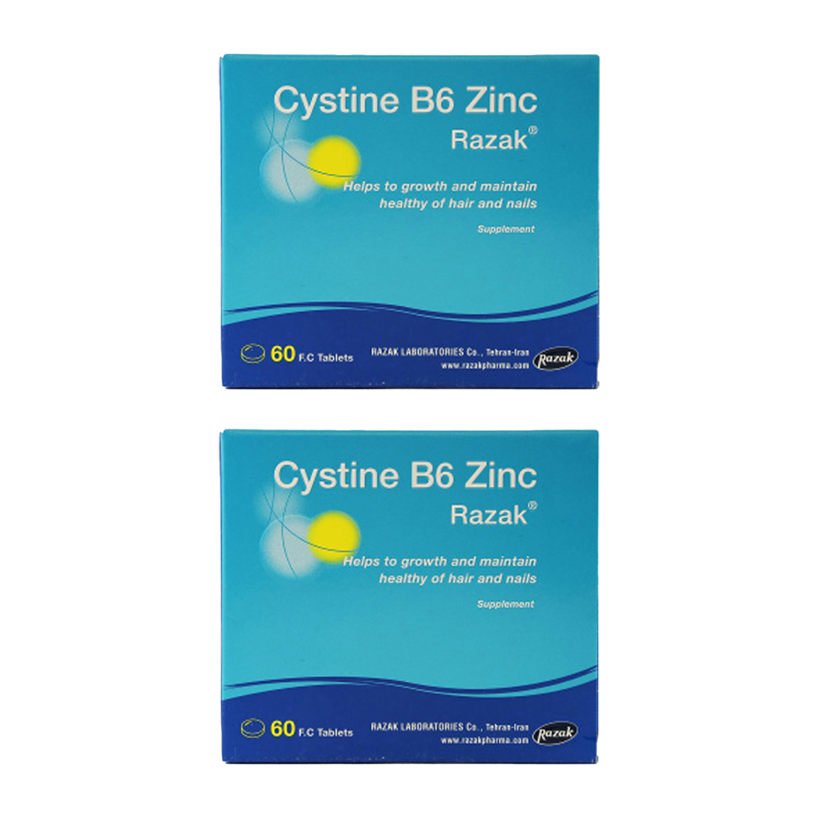 پک دو عددی قرص Cystine B6 به همراه زینک بسته 60 عددی