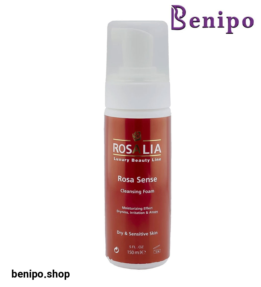 فوم شستشو صورت مدل Rosa Sense مناسب پوست خشک و حساس حجم 150 میلی لیتر